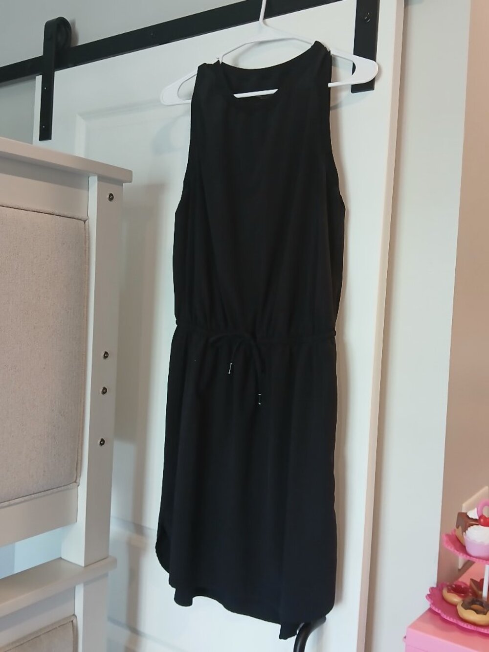 GREAT Women's Black Medium Tie Waist High Neck Short Dress